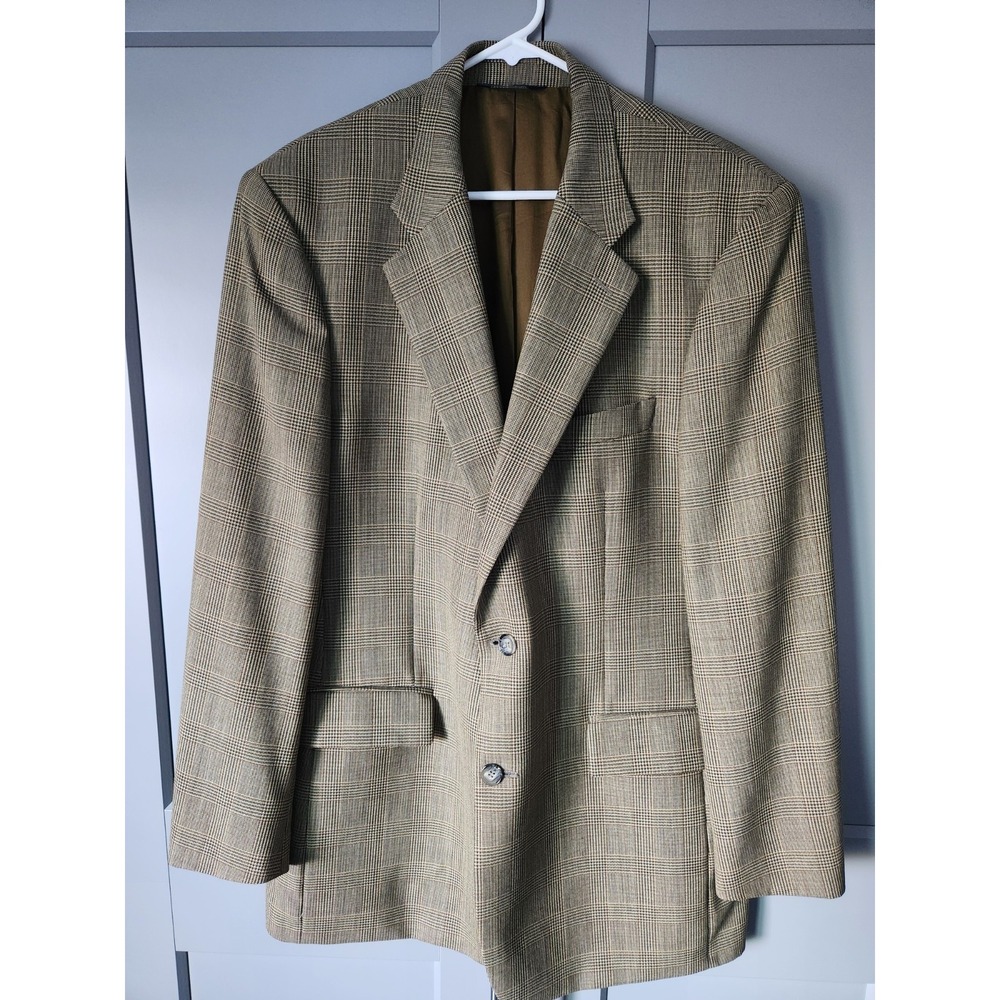 Brooks Brothers 346 Sport Coat Mens 44L Wool Gingham Plaid Two Button Blazer